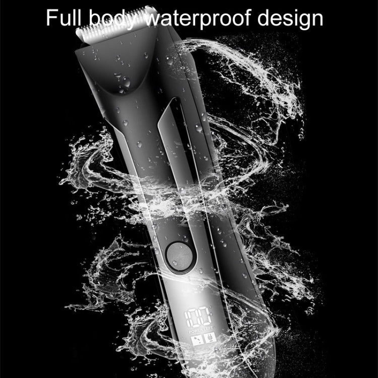 Mens Electrical Body Hair Trimmer LCD Digital Shaver(Black)