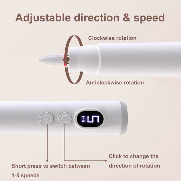 HX-10 LED Digital Display Multifunctional Nail Polisher Polishing and Exfoliating Manicure Tools(White) Salrog (Powered by Solnuance)