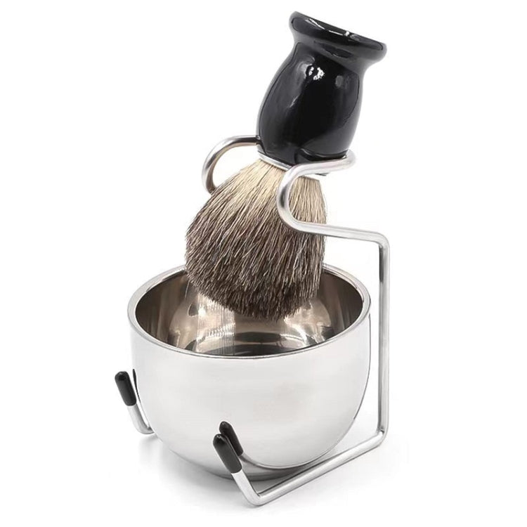 3pcs /Set Men Foam Manual Wooden Handle Beard Brush Set, Color: Badger Hair Silver Salrog (Powered by Solnuance)