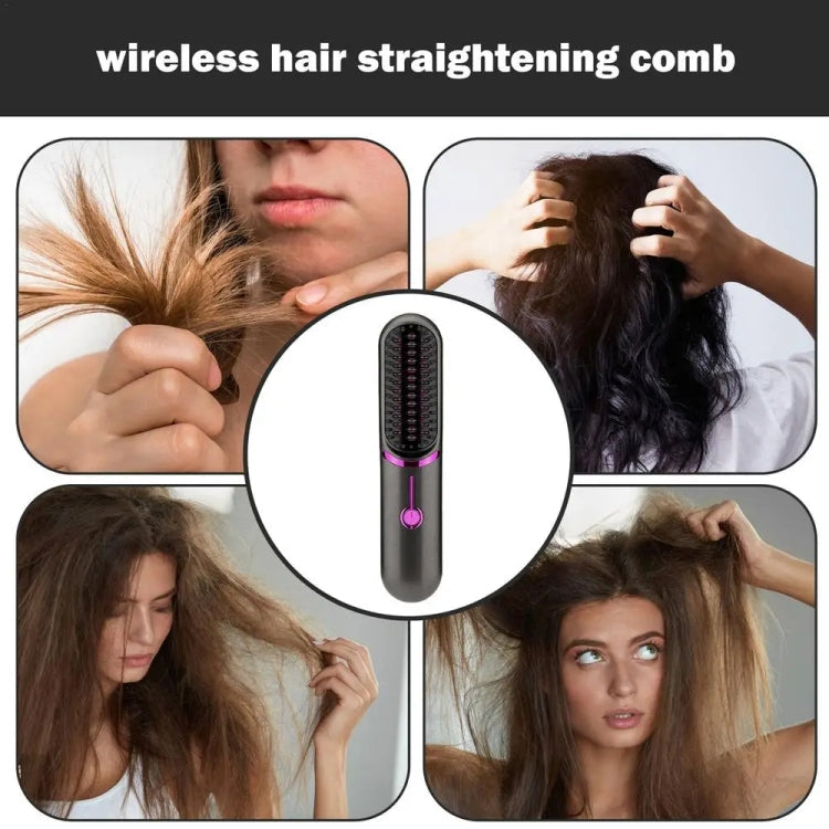 Wireless Hair Straightening Comb USB Charging Curling Iron(Gray) Salrog (Powered by Solnuance)