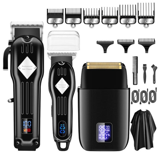 3pcs /Set Men Home Hair Salon High-power Hair Clipper(Black) Salrog (Powered by Solnuance)
