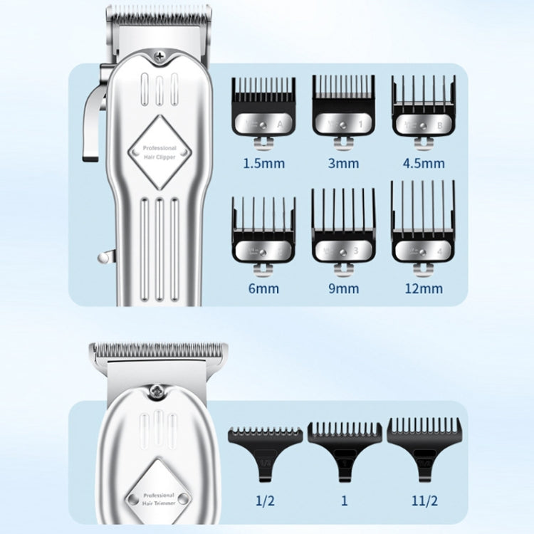 3pcs /Set Men Home Hair Salon High-power Hair Clipper(Silver) Salrog (Powered by Solnuance)
