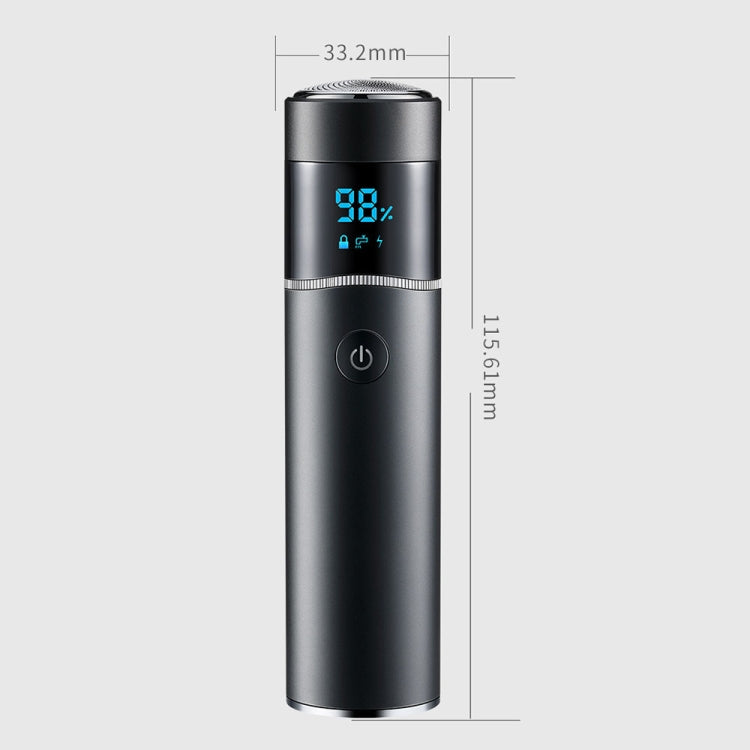 S-1090 IPX7 Waterproof 8D Portable LED Digital Display Round Electric Shaver(Black)