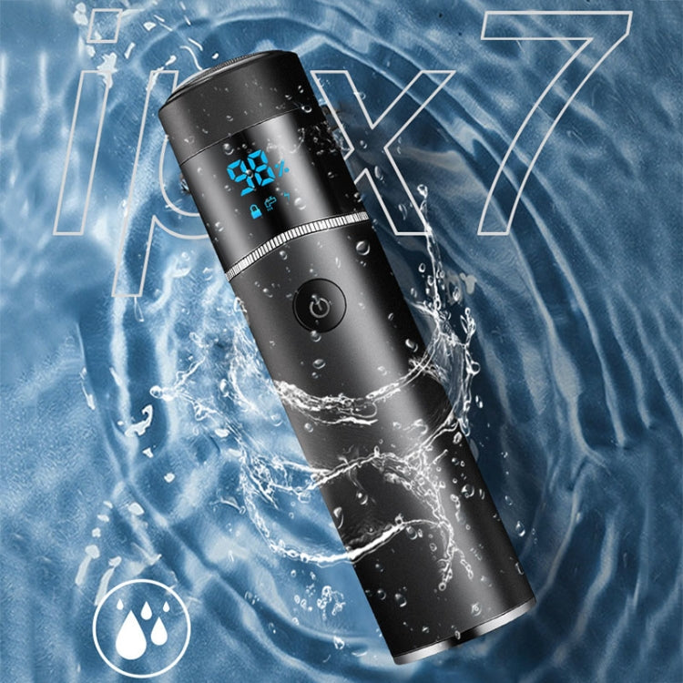 S-1090 IPX7 Waterproof 8D Portable LED Digital Display Round Electric Shaver(Black)