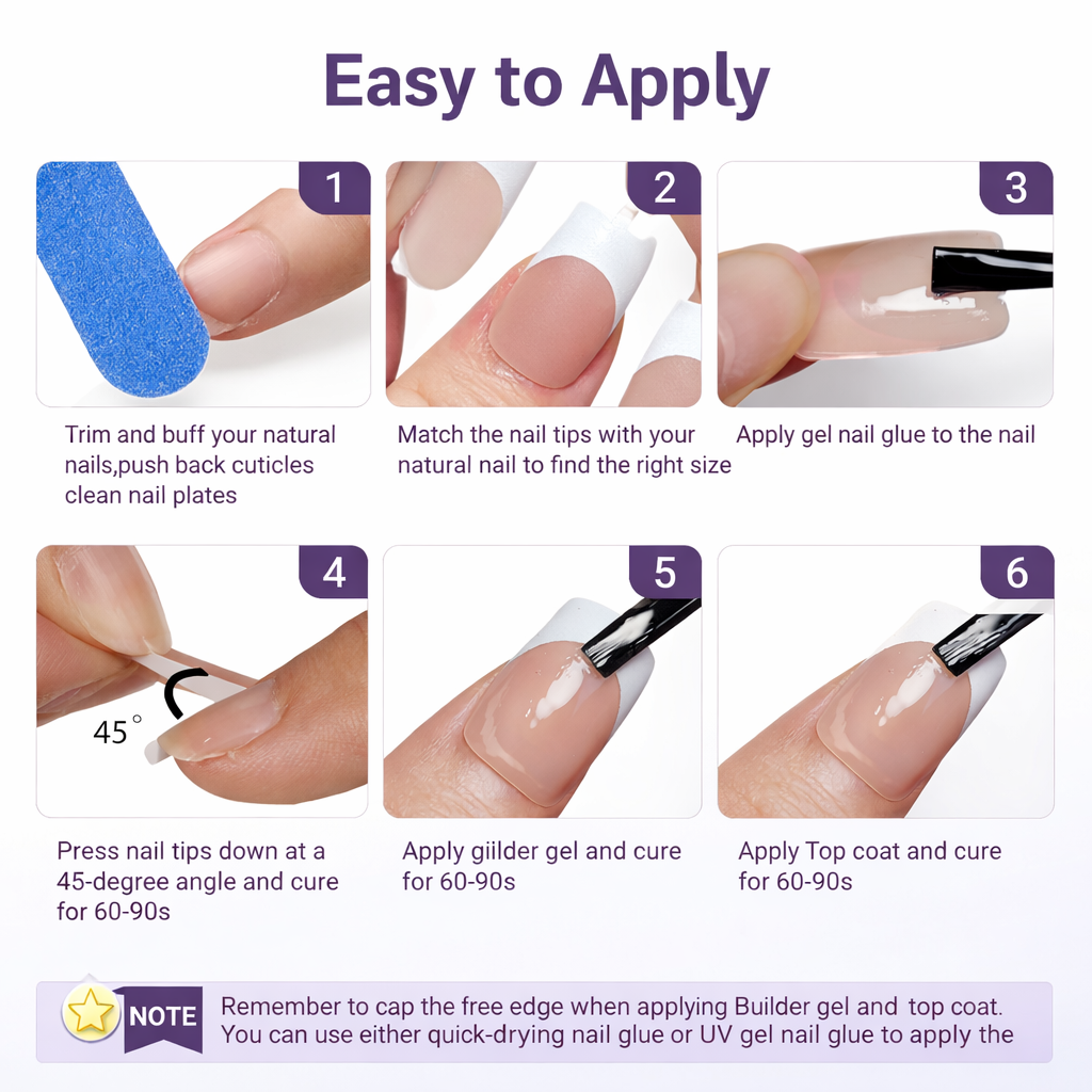 Salon-Style French Tip Press-On Nails - Square #04 VIAI BEAUTY