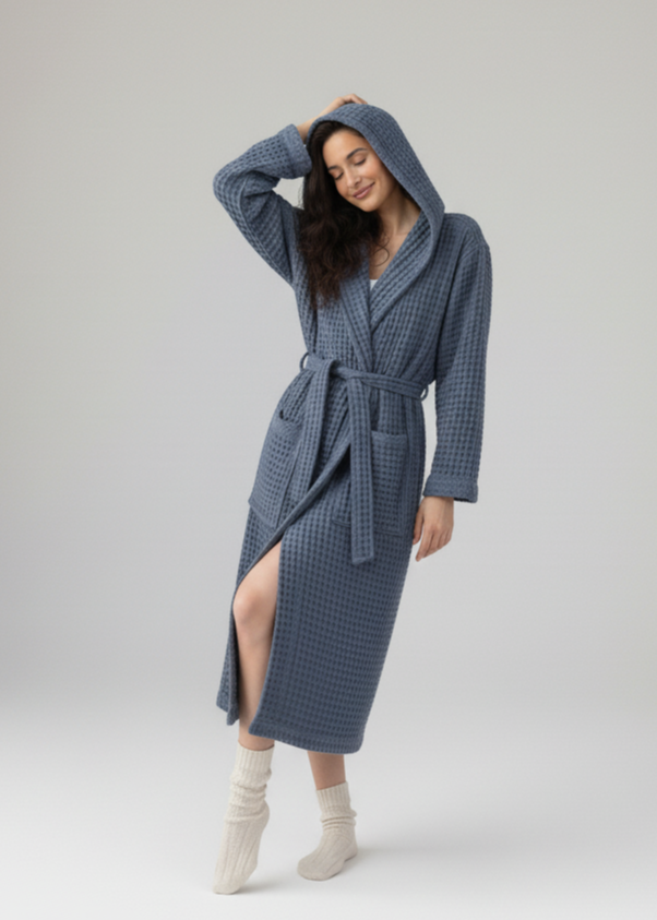 Organic Turkish Cotton Waffle Bathrobe – Lightweight Spa Robe for Men & Women buldano