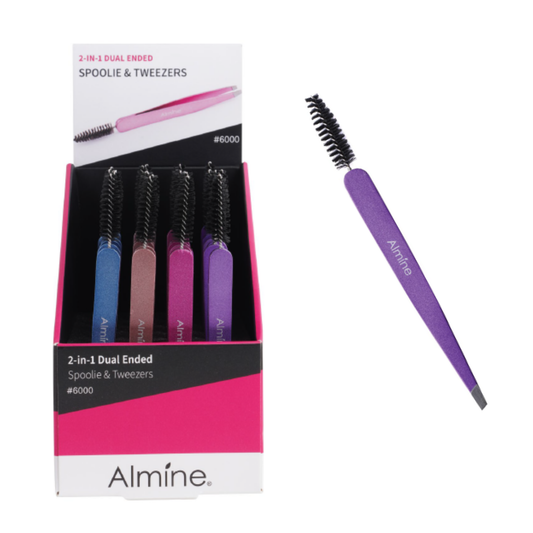 Almine 2 in 1 Dual Ended Spoolie & Tweezer 24ct Display Set Annie International, Inc.