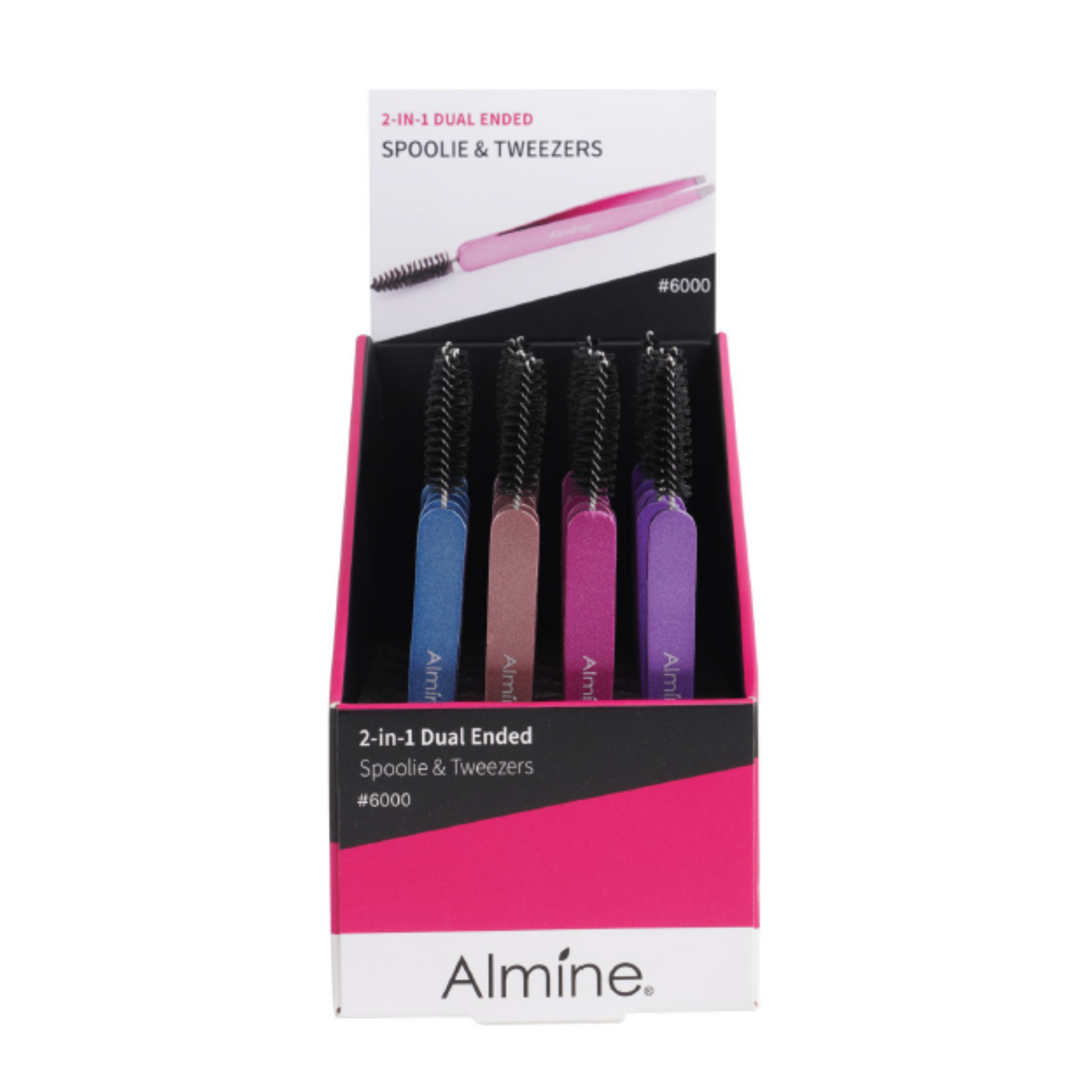 Almine 2 in 1 Dual Ended Spoolie & Tweezer 24ct Display Set Annie International, Inc.