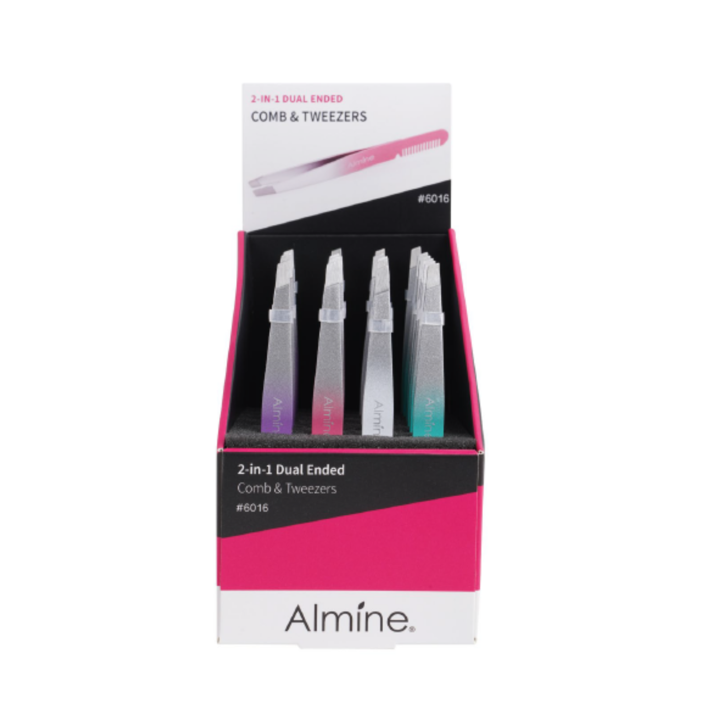 Almine 2 in 1 Dual Ended Comb & Tweezer 24ct Display Set Annie International, Inc.