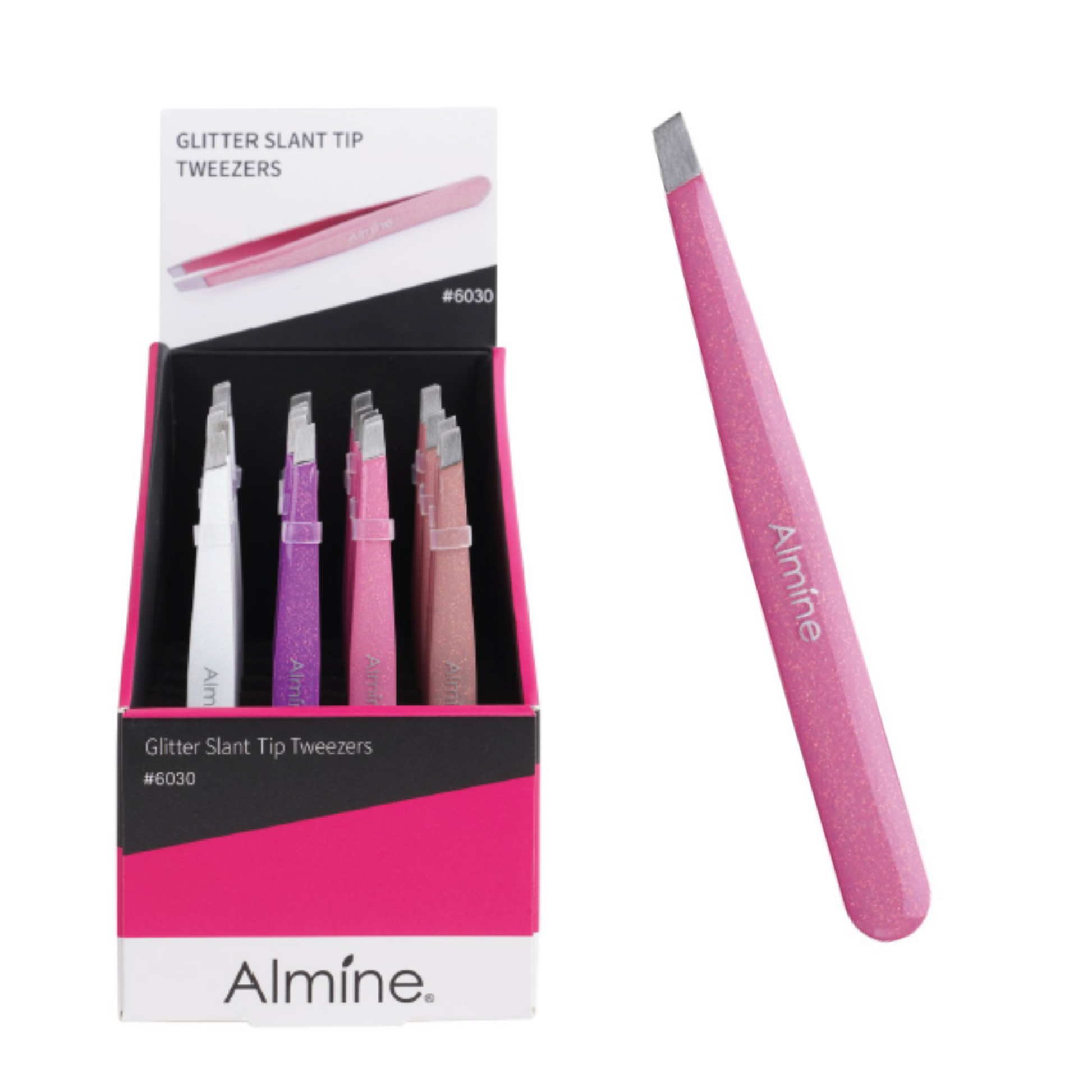 Almine Glitter Slant Tip Tweezers 24ct Display Set Annie International, Inc.