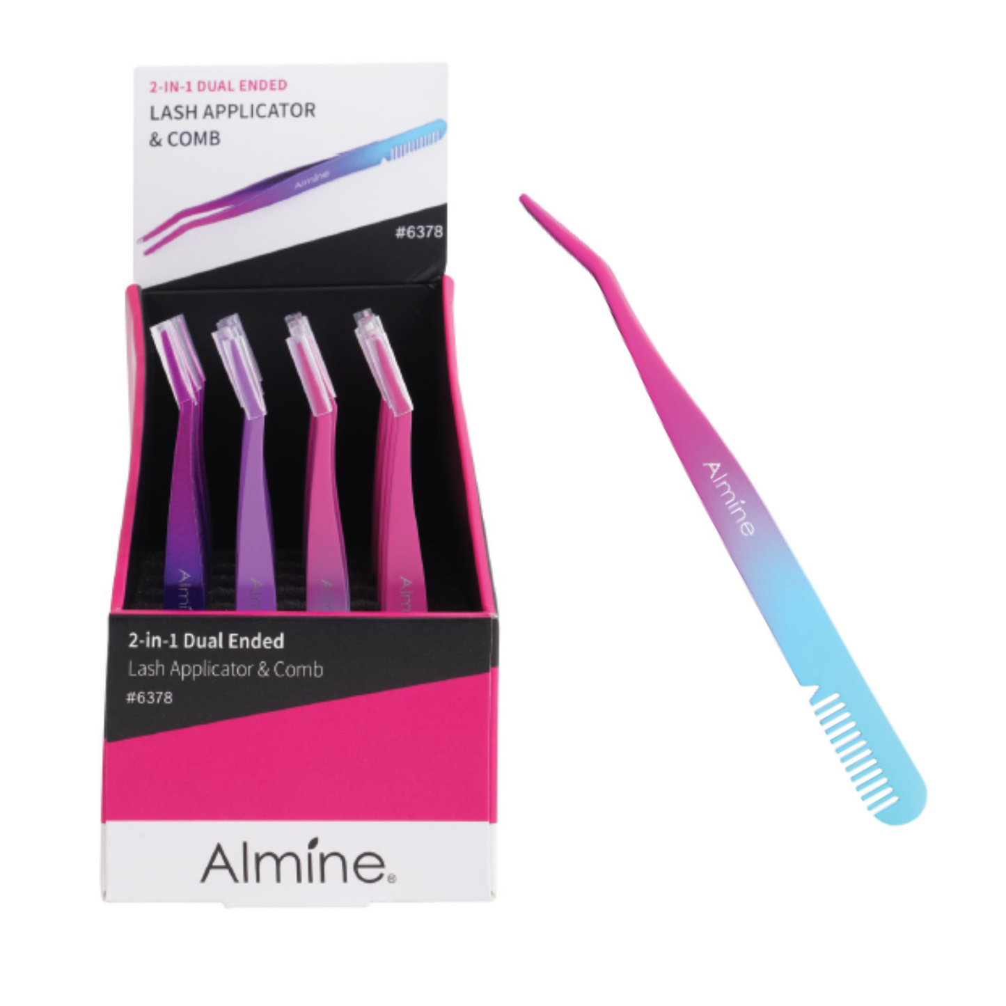 Almine 2 in 1 Dual Ended Comb & False Eyelash Applicator Tweezer 24ct Display Set Annie International, Inc.