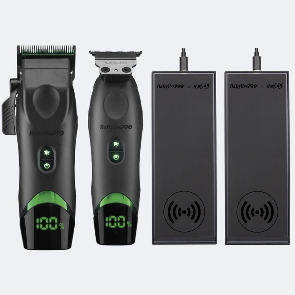 TOMB45 ULITMATE COMBO - CLIPPER, TRIMMER & CHARGING PADS N.O.S. Barber Supply