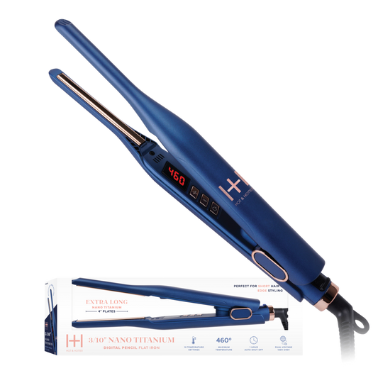 Hot & Hotter Nano Titanium Digital Pencil Flat Iron 3/10 Inch, 1 Count, Blue Annie International, Inc.