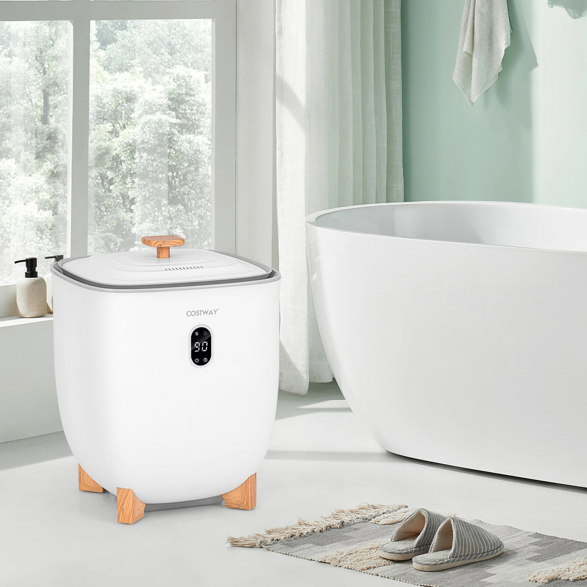20L Towel Warmer Bucket with PTC Air Heater for Rapid and Even Heating-White DirectDeals