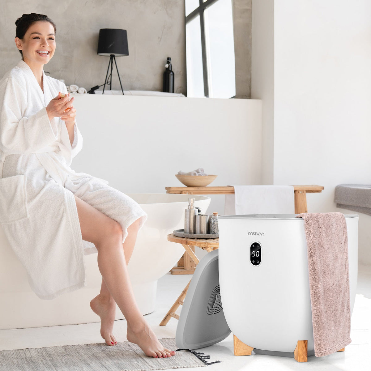 20L Towel Warmer Bucket with PTC Air Heater for Rapid and Even Heating-White DirectDeals