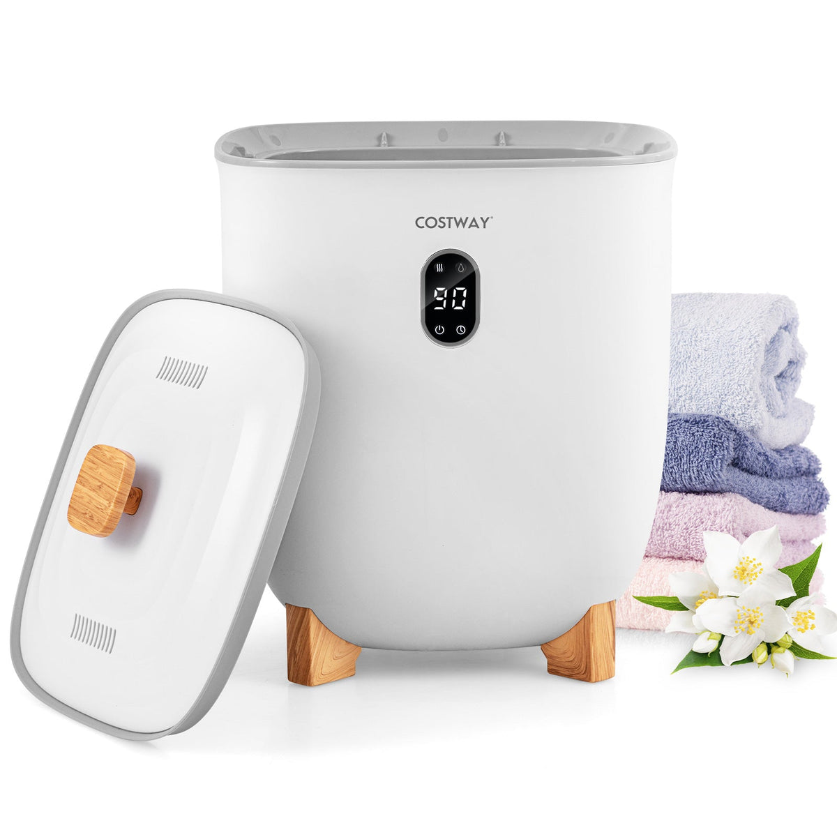 20L Towel Warmer Bucket with PTC Air Heater for Rapid and Even Heating-White DirectDeals