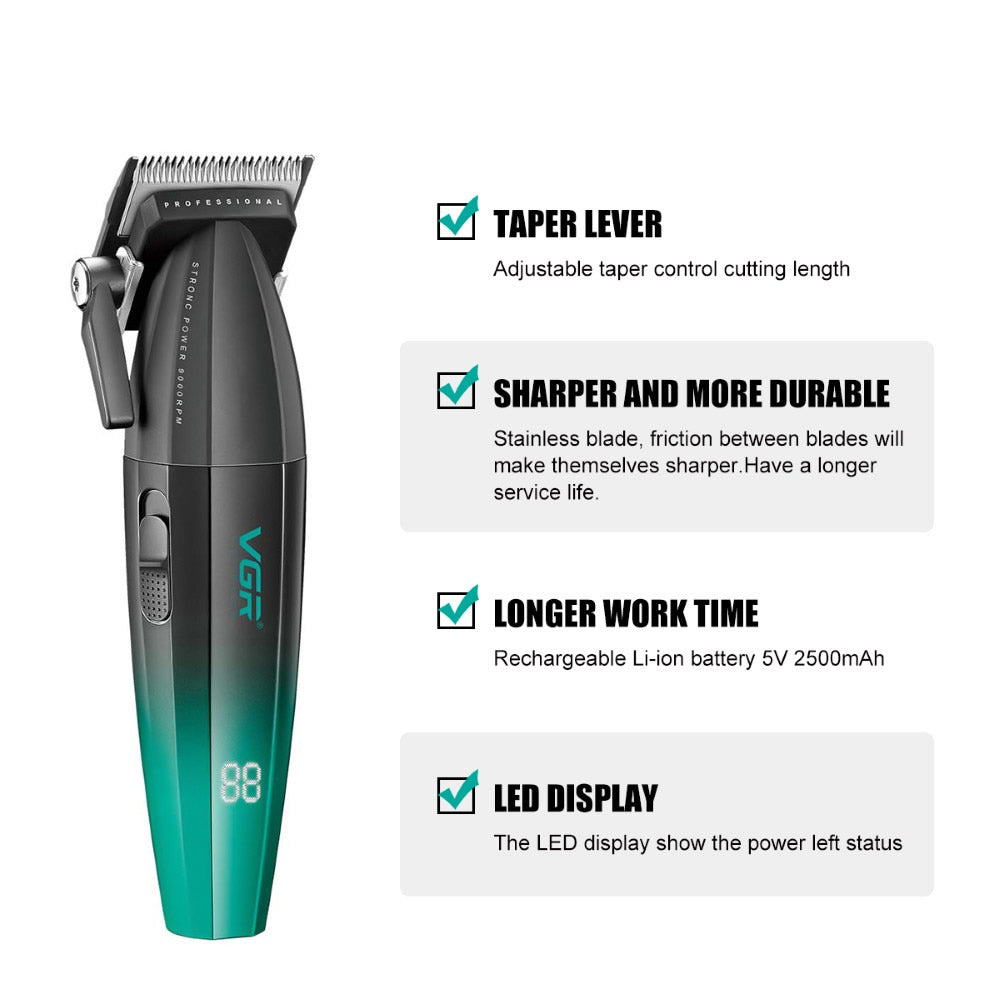 VGR PRO CLIPPER - BLK/GRN (#V-003) N.O.S. Barber Supply