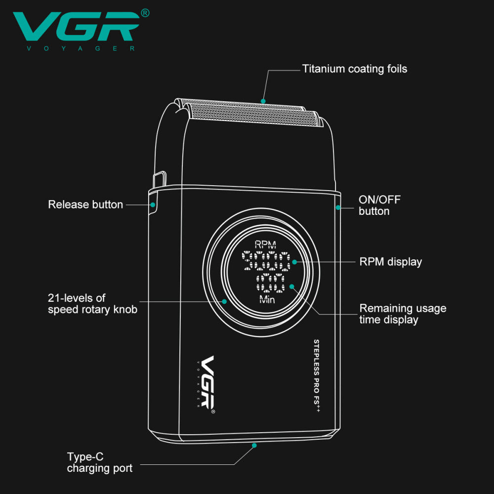 VGR STEPLESS PRO FOIL SHAVER - RED N.O.S. Barber Supply