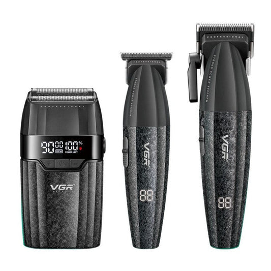 VGR PRO CLIPPER/TRIMMER/SHAVER COMBO - BLACK N.O.S. Barber Supply