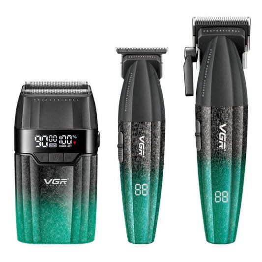 VGR PRO CLIPPER/TRIMMER/SHAVER COMBO - GREEN N.O.S. Barber Supply
