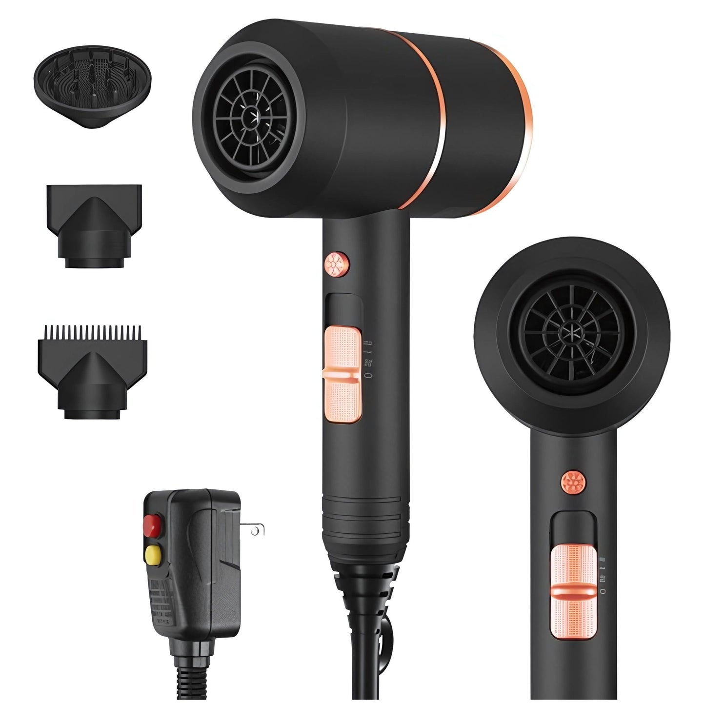 1800W Compact Hair Dryer with Cool/Hot Settings & Nozzles VYSN