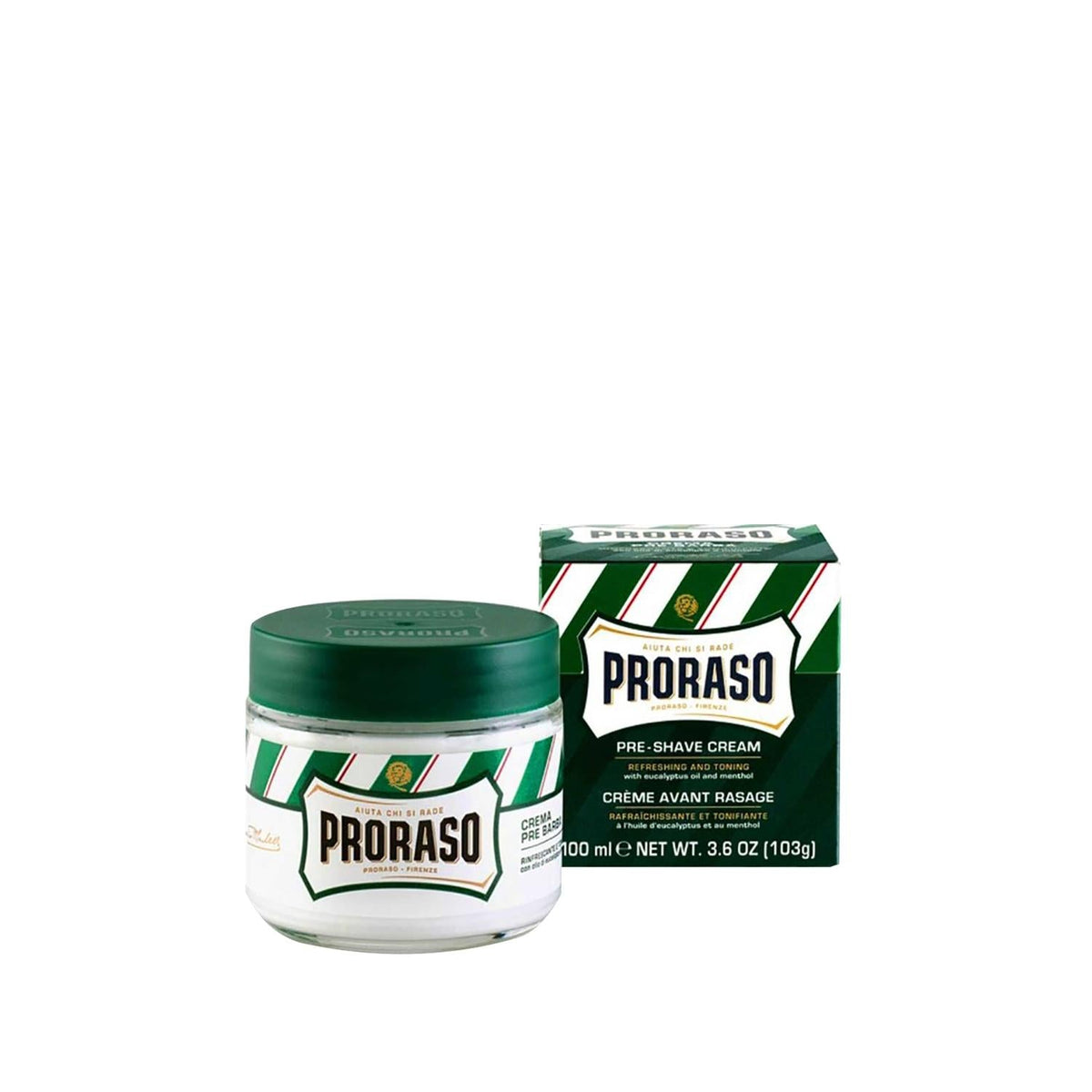 Proraso Eucalyptus and Menthol Pre-Shave Cream for Men - Soothing, Cooling Sensation - 3.38 fl oz Beauty Care Bag
