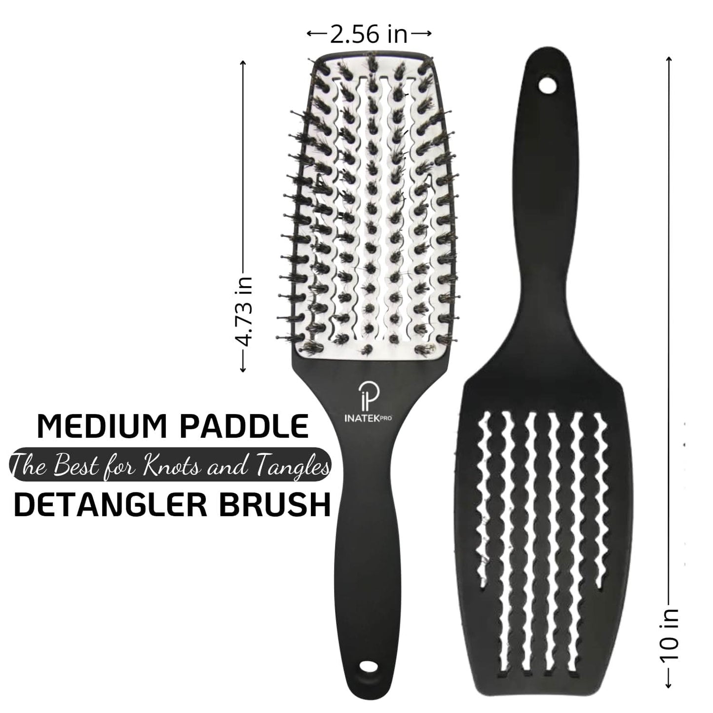 INATEKPRO Curved Vented Boar Bristle Detangler Brush - WHITE | MEDIUM The Beauty Box