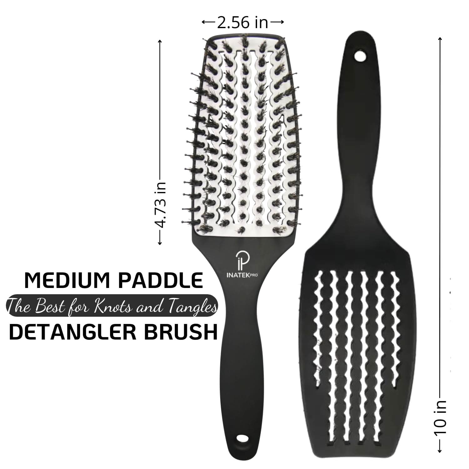 INATEKPRO Curved Vented Boar Bristle Detangler Brush - WHITE | MEDIUM The Beauty Box