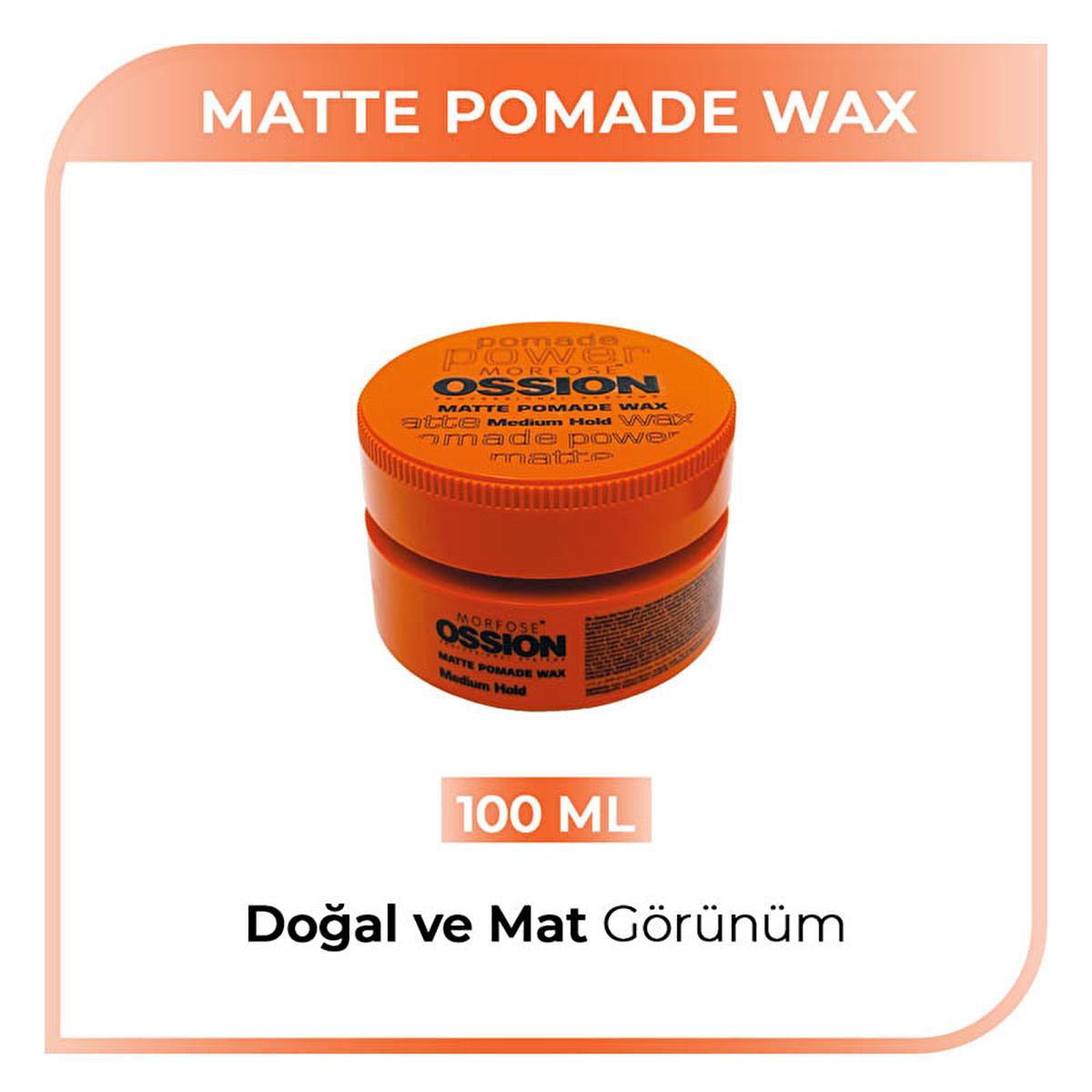 Morfose Ossion Matte Pomade Wax for Natural Hair Styling - 3.38 fl oz, Water-Based, Medium Hold, Residue-Free Beauty Care Bag