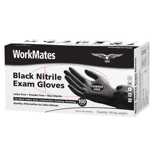 Workmates Black Nitrile Gloves (100 Ct.) Size Small Pasteur Pharmacy