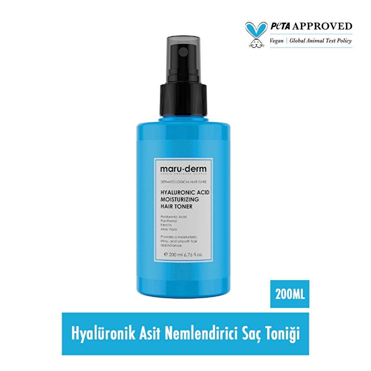 Maruderm Hyaluronic Acid Hydrating Hair Tonic - Nourishing Vegan Hair Care with Keratin & Aloe Vera - 6.76 fl oz Beauty Care Bag