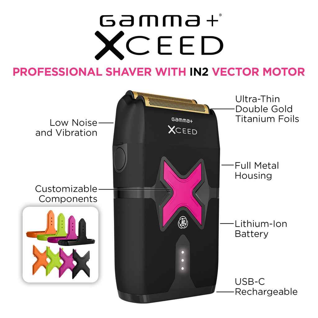 Gamma+ XCEED Professional IN2 Vector Motor Cordless Double Foil Shaver (GP803B) Certified Clippers