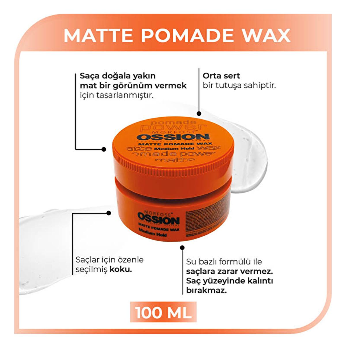Morfose Ossion Matte Pomade Wax for Natural Hair Styling - 3.38 fl oz, Water-Based, Medium Hold, Residue-Free Beauty Care Bag