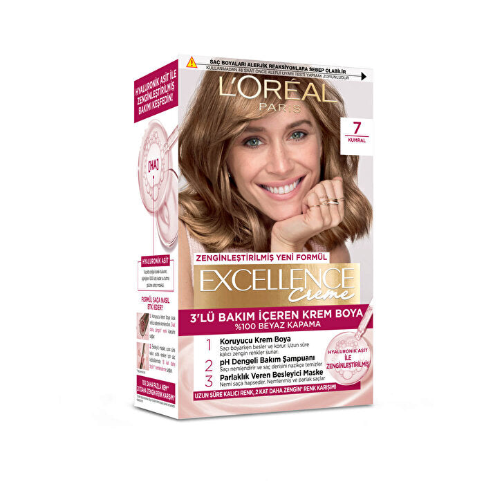 L'Oreal Paris Excellence Creme Hair Color 7 Light Brown - Rich Color Beauty Care Bag