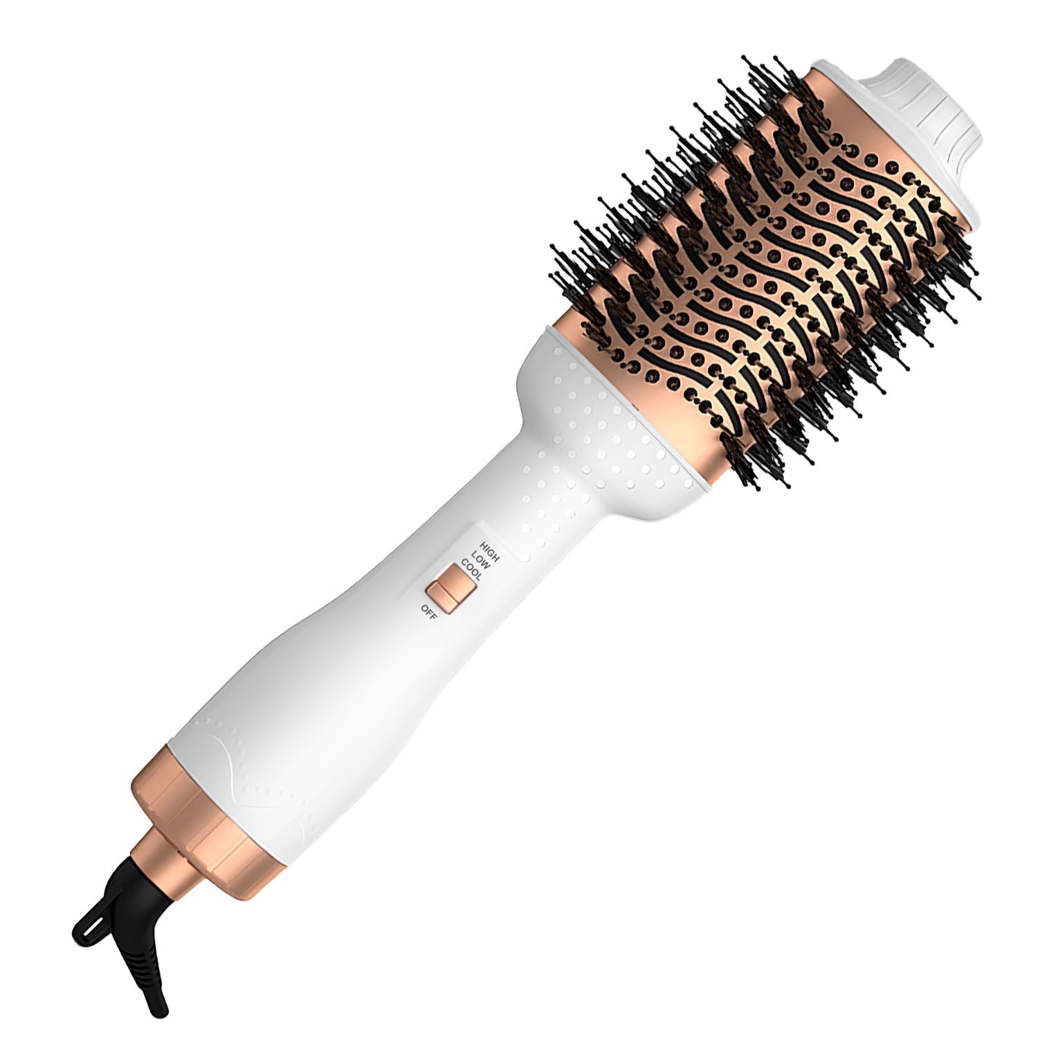 4 In 1 Hair Dryer Brush Curling Brush Hair Styler Volumizer Straightener Negative Ion Anti-frizz Hot-Air Hair Brush for All Hair Types Black White GBruno Store
