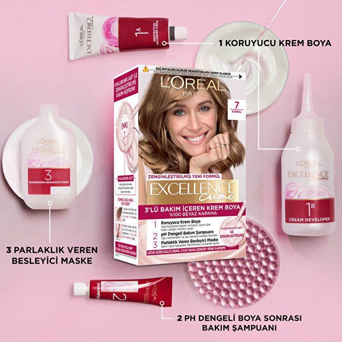 L'Oréal Paris Excellence Crème Hair Color 5 Brown - 100% Gray Coverage | Rich Color Beauty Care Bag