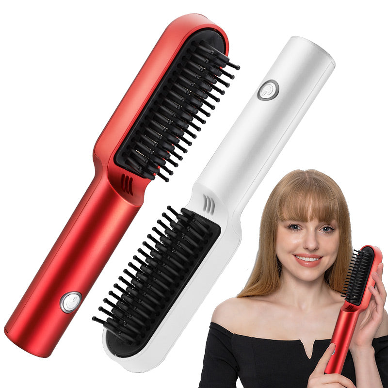 USB Portable Hot Air Comb Rechargable Professional Hair Dryer Brush 2 In1 Mini Hair Straightener Curler Brush Hair Styler My Store