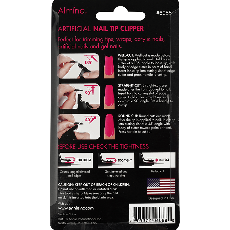 Almine Artificial Nail Clipper, 1 Count, Black Annie International, Inc.
