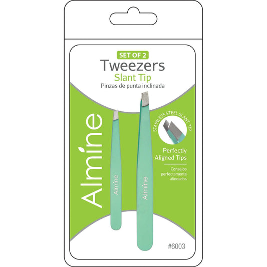 Almine Slant Tip Tweezers with Rubber Coating, 2 Piece, Teal Annie International, Inc.