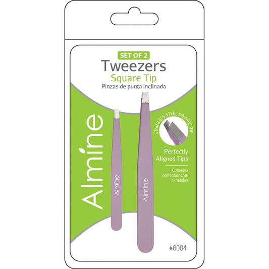Almine Straight Tip Tweezers with Rubber Coating 2pc Purple Annie International, Inc.