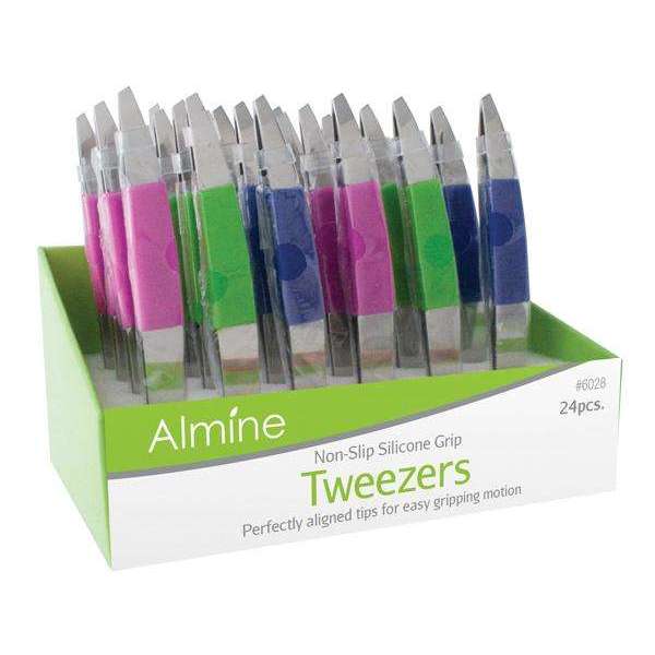 Almine Tweezers Slant with Silicon Finger Rest 24Ct Annie International, Inc.