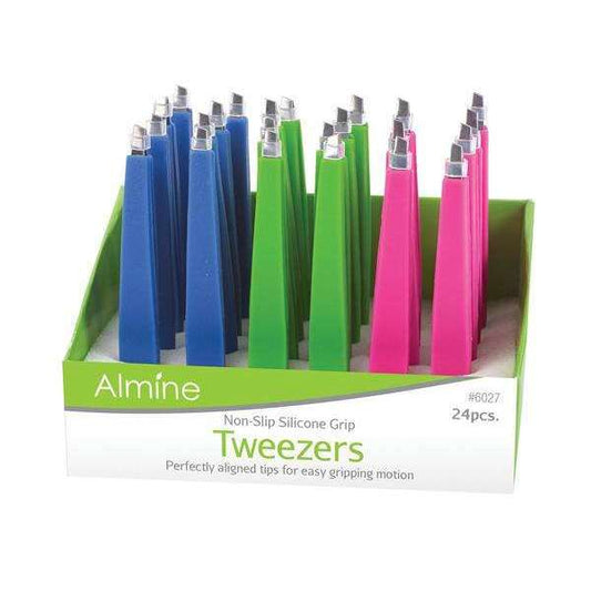 Almine Tweezers with Silicon Grip 24Ct Annie International, Inc.