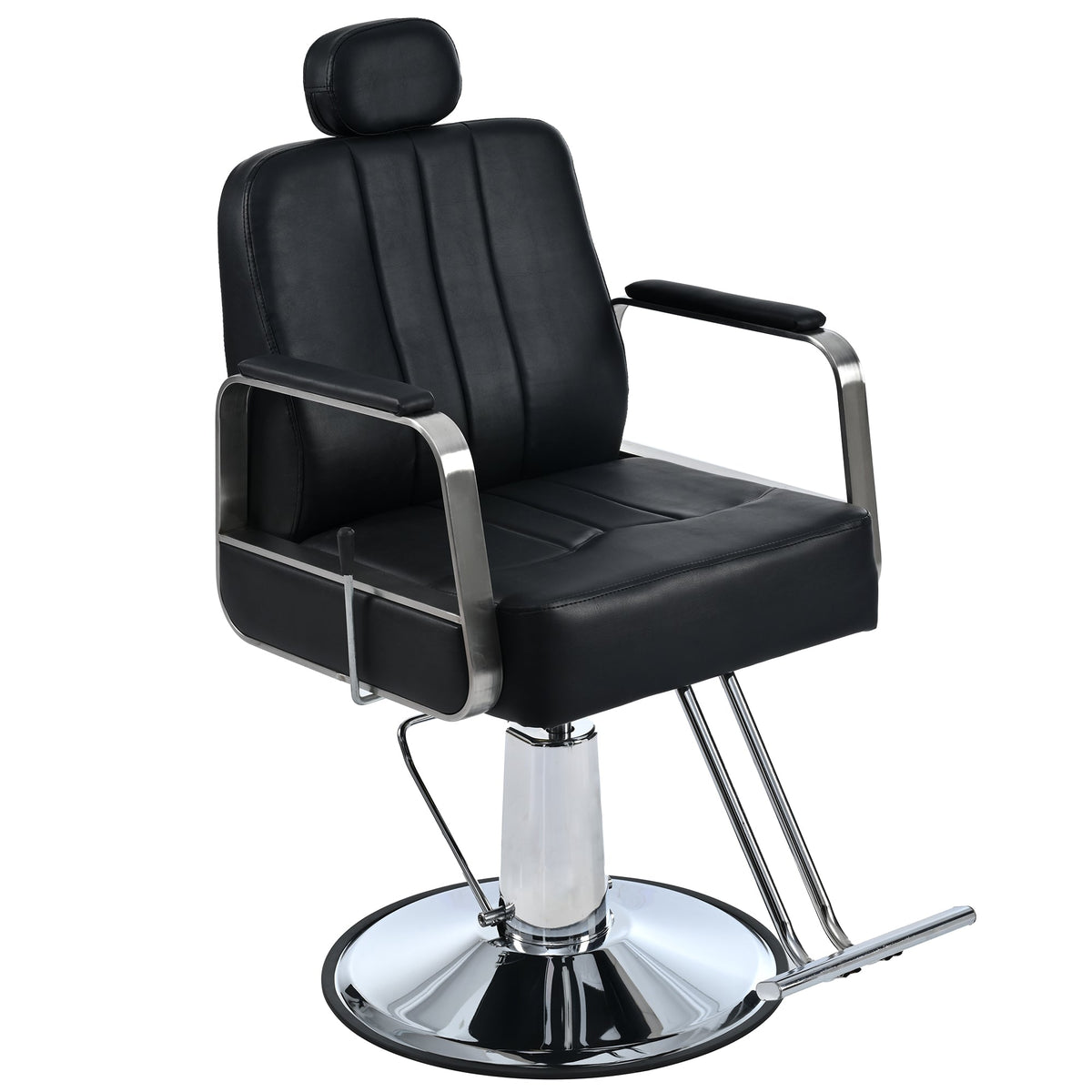 Premium Reclining barber Chair Salon Chair for Hair Stylist with Heavy Duty Hydraulic Pump, 360° Rotation  Black American Smart