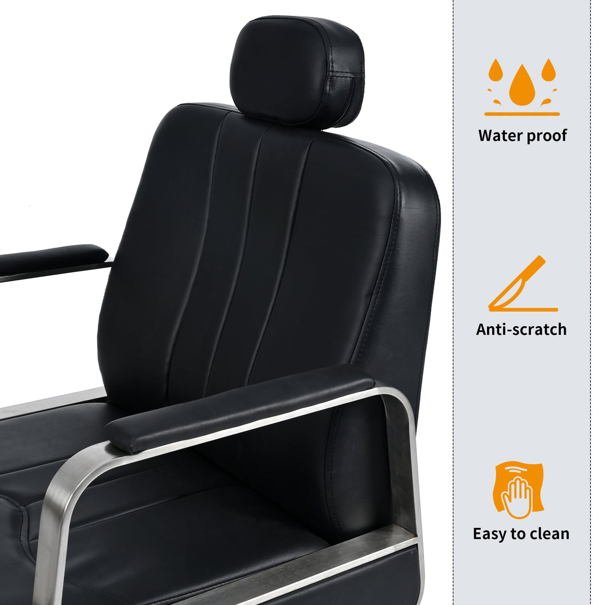 Premium Reclining barber Chair Salon Chair for Hair Stylist with Heavy Duty Hydraulic Pump, 360° Rotation  Black American Smart