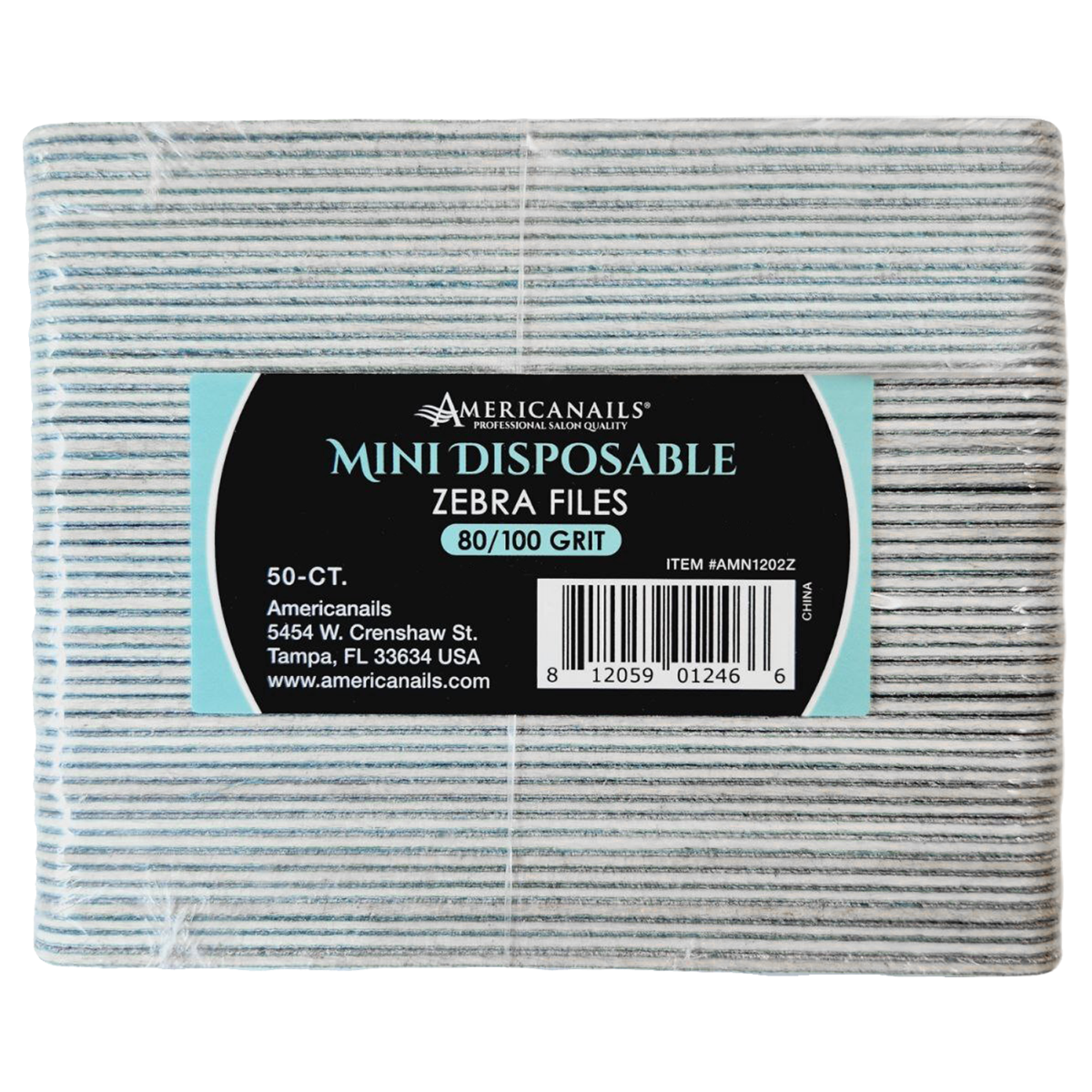 Americanails - Mini Disposable Zebra Files | 80/100 Grit 50ct