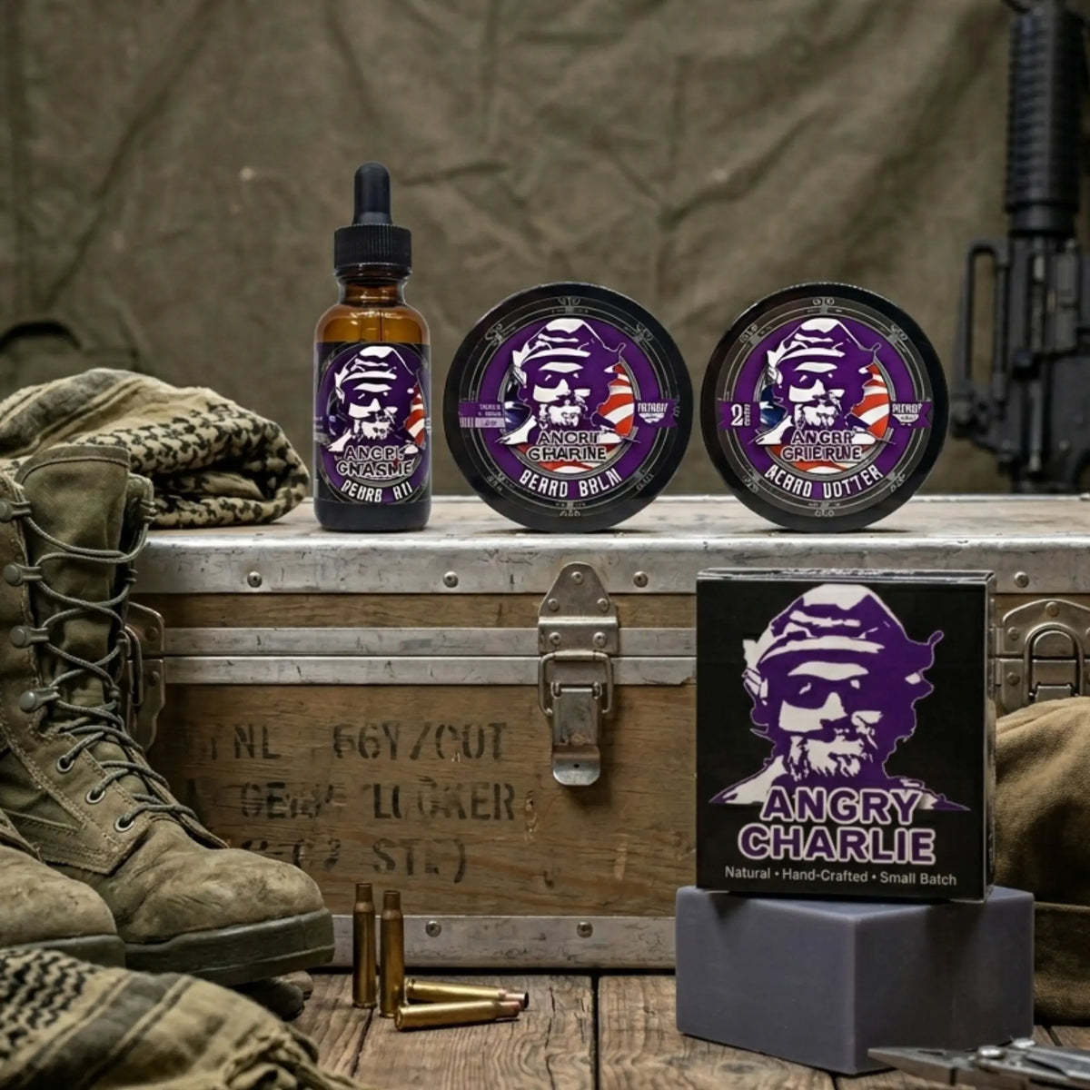 Angry Charlie Beard Butter 2OZ Vanilla Cedarwood Cologne Patriot And Company