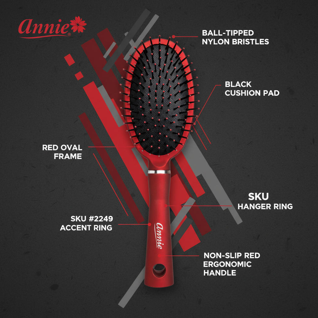 Annie Salon Round Paddle Brush, 1 Count, Red Annie International, Inc.