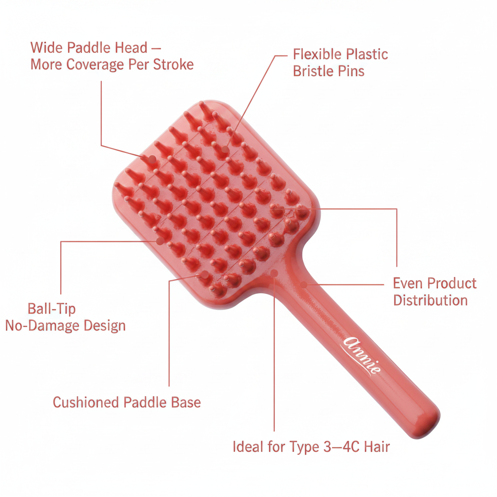 Annie Effortless Detangler Paddle Brush, 1 Count, Orange Annie International, Inc.