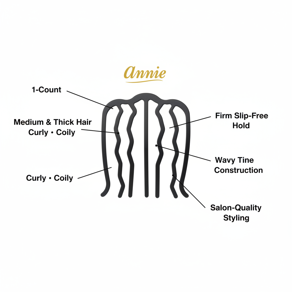 Annie Hair Fork Pin Medium, 1 Count, Black Annie International, Inc.