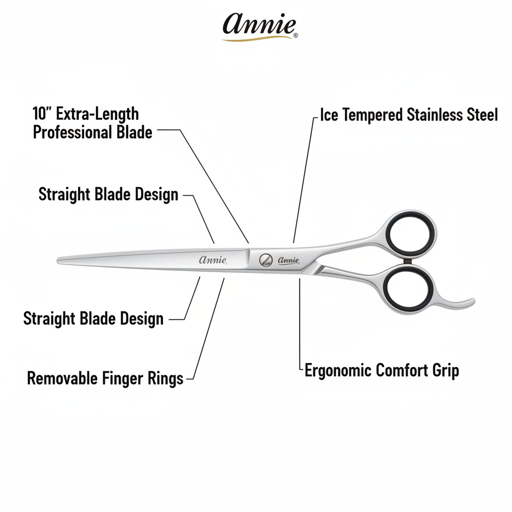 Annie Ice Tempered Stainless Steel Hair Shears 10 Inch, 1 Count, Silver Annie International, Inc.